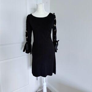 INC Elegant Black Dress with Bow Sleeve Details